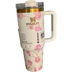 Stanley Quencher Pipetli Termos 1,18 L Desenli - Beyaz - Açık Pembe
