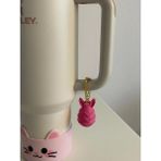 Stanley Sevimli Tavşan Quencher Termos Bardak Aksesuarı Zincirli Dekoratif Süs - Pembe - 1,18 lt