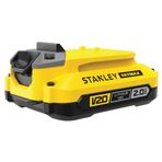 Stanley SFMCB202-XJ FatMax 18V/2,0 Ah Lityum İyon, kendinden deşarj olmaz, hafıza etkisi yoktur, 3 kademeli LED şarj durumu göstergesi, tüm V20 pil ürünleri için kullanılabilir