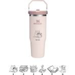 Stanley The Iceflow Flip Straw Pipetli Termos 0,89 L Özel Isimli Kişiselleştirilebilir Rose - Pembe - 1,2 lt