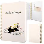 Stanoha Günlük Planlayıcı Tarihsiz Yapılacaklar Listesi Defter A5 Çalışma Günlüğü Spiral Bağlı Düzenleyici Kitap Kadınlar için Sevimli (Kedi Kitabı)