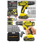 stanrayf Alman 58 W 10ah Germany Lion Otomatik Çelik Şanzman Çift Akülü Şarjlı Matkap 27 Pcs Uç Set