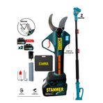 STANWER 50 MM BÜYÜK AKÜLÜ ÇELİK ŞANZUMAN ŞARJLI DAL BAĞ BUDAMA MAKASI 2 METRE TELOSKOPİK UZATMA