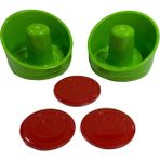 Star Game 2 Adet Air Hockey Elcik ve 3 Adet Disk - Havalı Hockey Tokacı ve Diskleri - Yeşil - Kırmızı