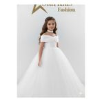 Star Kids Kız Çoçuk Beyaz İncili Prenses Elbise,Kız Çocuk Mezuniyet Elbisesi
