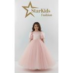 Star Kids Kız Çoçuk Pudra Pembesi Prenses Elbise, Saks Mavisi Fiyonklu Elbis