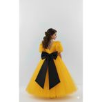 Star Kids Kız Çoçuk Sarı Prenses Elbise,Kız Çoçuk Siyah Elbise,Kız Çoçuk Mezuniyet Elbisesi