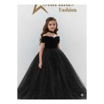 Star Kids Kız Çocuk Siyah İncili Kadife Elbise,Kız Çocuk Doğum Günü Elbisesi