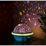 Star Light Projeksiyon Lambası, Çocuk Odası Gece Lambası, Dönen Yıldızlı Gökyüzü Efektli, LED Renkli Işıklı, USB Güç Kaynaklı, Mavi