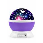 Star Master Gece Lambası Yıldız Projektörü Renkli LED Ay ve Yıldız Projeksiyon Lambası USB ve Pilli Çocuk Odası Gece Işığı (Mor)