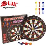 Star Okey Manyetik Dart Tahtası Dart 14.5 Inç 37 cm Lik Büyük Boy 6 Oklu Profesyonel Dart Oyunu Man