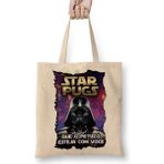 Star Pugs Köpek Bez Çanta Uzun Saplı - Açık Bej - 40 X 40