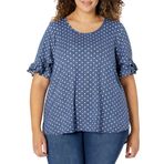 Star Vixen Kadın Fırfırlı Lale Kollu Günlük Üst, Demdot, Small-4X-Large Petite