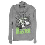STAR WARS Clone Wars Yoda Master Kadın Uzun Kollu Degaje Yaka Kazak, Gri Heather, 3XL