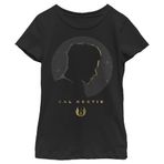 STAR WARS Jedi: Fallen Order Cal Kestis Gold Girl's Solid Crew Tee, Black, Large