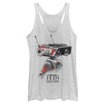 STAR WARS Kadın Jedi: Fallen Order Robo Guy Tri-Blend Racerback Katmanlı Atlet, White Heather, L