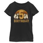 STAR WARS Last Jedi 5. Doğum Günü Porgs Kız Kısa Kollu Tişört, Black, XL