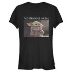 Star Wars: The Mandalorian Bebek Yoda Kadın Bisiklet Yaka T-Shirt Siyah S