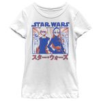 STAR WARS Visions Twins Anime Kız Katı Bisiklet Yaka Tişört, White, XL