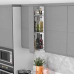 Starax 15 cm Krom Modül Çift Açılım Gizli Raylı 3 Sepetli Ahşap Tabanlı Mini Sağ Şişelik