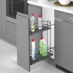Starax 25 cm Antrasit Çift Açılım Frenli Ahşap Tablalı Gizli Raylı Sağ Deterjanlık