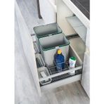 Starax Plastik Çekmece İçi Otomatik Kapak Çöp Kovası ve Deterjan Seti, 2x12L, Mutfak Dolabı İçin, Otomatik Açılır