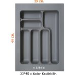 Starax S-2284-g Çekmece İçi Plastik Kaşıklık Gri En:39-32,5 D:49-40 cm. Arası Kesilir 6 Göz - 39 x 49 cm