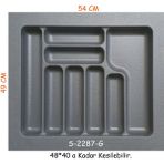 Starax S-2287-G Çekmece İçi Plastik Kaşıklık Gri En:54-47,5 D:49-40 cm. Arası Kesilir 8 Göz - 54 x 49 cm
