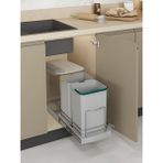 Starax S-2392-g Teleskopik Raylı Plastik 12+12 L Gri Çöp Kovası