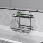 Starax S-4018-Antrasit Askılı Tabaklık-Bardaklık