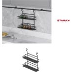Starax S-4125-a Antrasit Ahşap İki Küçük Raflı Baharatlık