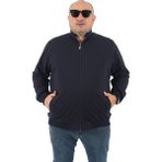 Starbattal Büyük Beden Basic Erkek Sweatshirt Lacivert Mevsimlik Fermuarlı Kapüşonsuz 22750 - 7XL
