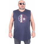 Starbattal Büyük Beden Baskılı Kolsuz Tişört Basketball 25150 Lacıvert - Lacivert - 8XL