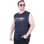 Starbattal Büyük Beden Baskılı Kolsuz Tişört Run Faster 26127 Lacıvert - Lacivert - 3XL
