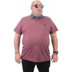 Starbattal Büyük Beden Erkek Polo Kot Yaka Tişört 23420 Eflatun Kısa Kol Esnek Kumaş - 3XL