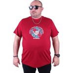 Starbattal Büyük Beden Erkek Sıfır Yaka Tişört Kısa Kol Pamuk Bordo Dijital Baskı Yaz Stili - 5XL