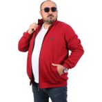 Starbattal Büyük Beden Hırka Fermuarlı Bordo %95 Pamuk Uzun Kol Onaylı 22723 - 6XL