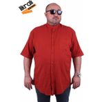 Starbattal Büyük Beden Kısa Kol Erkek Likralı Keten Hakim Yaka Cepli Gömlek 11303 Kiremit - 8XL