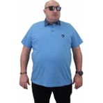 Starbattal Büyük Beden Polo Yaka Mavi Tişört Erkek Regular Fit Kısa Kol %97 Pamuk - 3XL