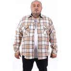 Starbattal Büyük Beden Spor Gömlek Erkek Regular Fit Kahverengi Ekose-Kareli Stil - 2XL
