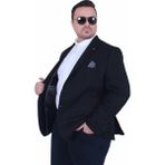 Starbattal Erkek Büyük Beden 4 Drop Blazer Şönili Ceket 500602 Sıyah - Siyah - 58