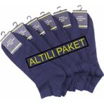 Starbattal Erkek Büyük Beden Bambu Dikişsiz Altılı Paket Patik Çorap 11903 Lacivert - 46 - 50