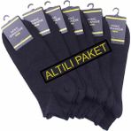 Starbattal Erkek Büyük Beden Bambu Dikişsiz Altılı Paket Patik Çorap 11903 Siyah - 46 - 50