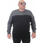 Starbattal Erkek Büyük Beden Çift Renk Sıfır Yaka Triko Kazak Antrasıt 23751 Uzun Kol Klasik Stil - Antrasit - 3XL