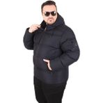 Starbattal Erkek Büyük Beden Kapüşonlu Mont Lusso 2505 Sıyah Kış Sezonu İçin Kalın Tasarım - 8XL - Siyah