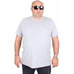 Starbattal Erkek Büyük Beden Likralı Basic V Yaka Tişört 11170 Grı Melanj - Gri Melanj - 7XL