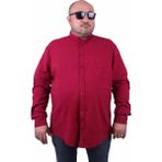 Starbattal Erkek Büyük Beden Likralı Keten Hakim Yaka Cepli Gömlek 11308 Bordo - 8XL