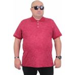 Starbattal Erkek Büyük Beden Polo Yaka Mat Baskılı Tişört 24451 Bordo - 6XL