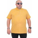 Starbattal Erkek Büyük Beden Polo Yaka Mat Baskılı Tişört 24451 Hardal - 6XL