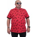 Starbattal Erkek Büyük Beden Polo Yaka Tişört Palm 24460 Kırmızı - 5XL